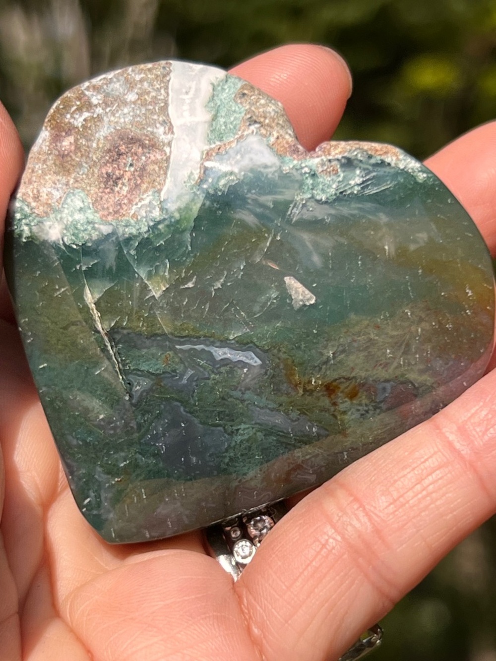 Ocean (6) jasper heart with stand | Crystal